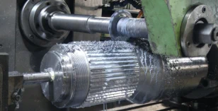 industrial photography of lathe at a machine shop